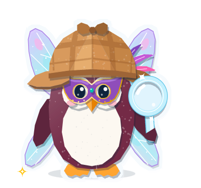 The detective with berry feathers, a masquerade mask and fairy wings.
